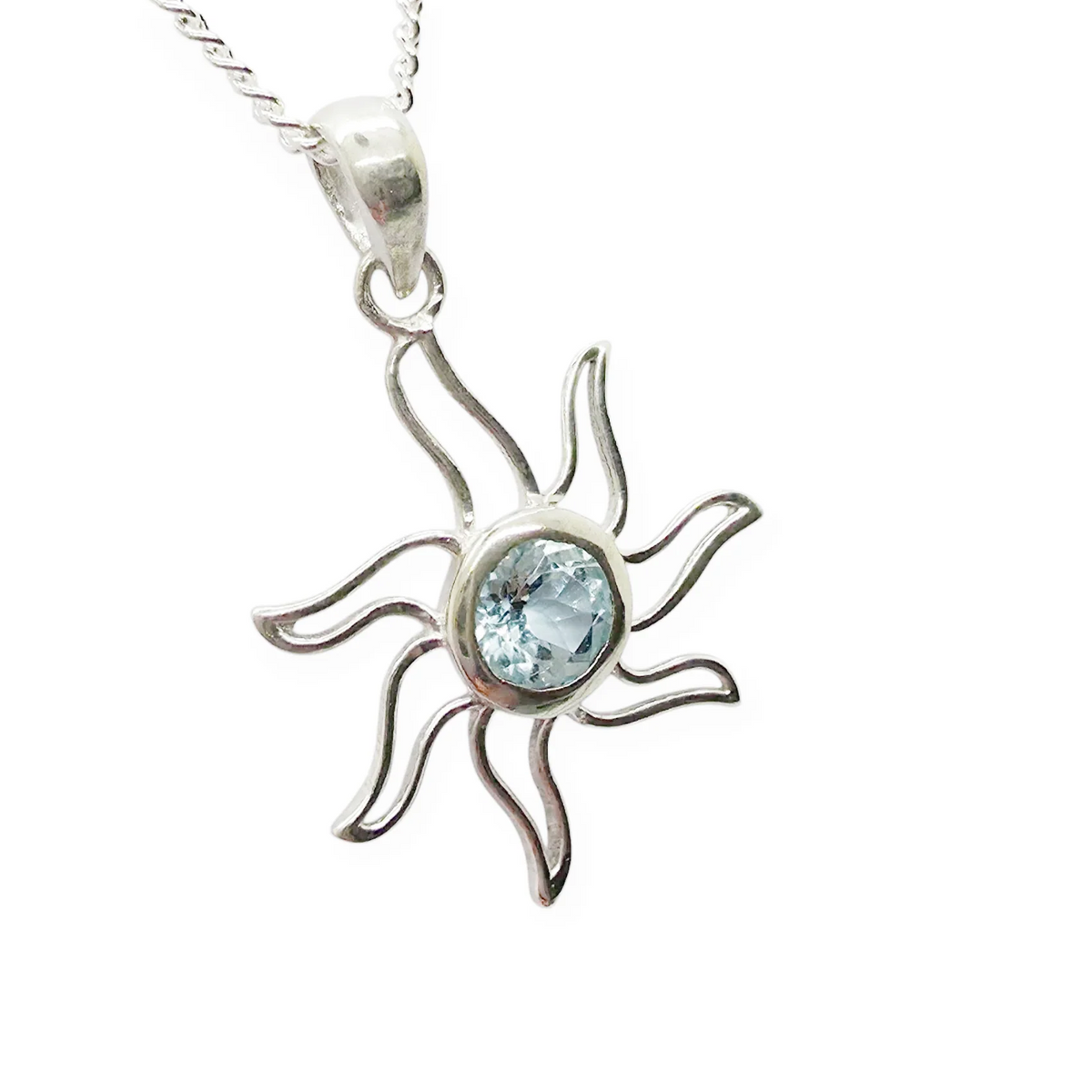 Blue Topaz Sun Pendant