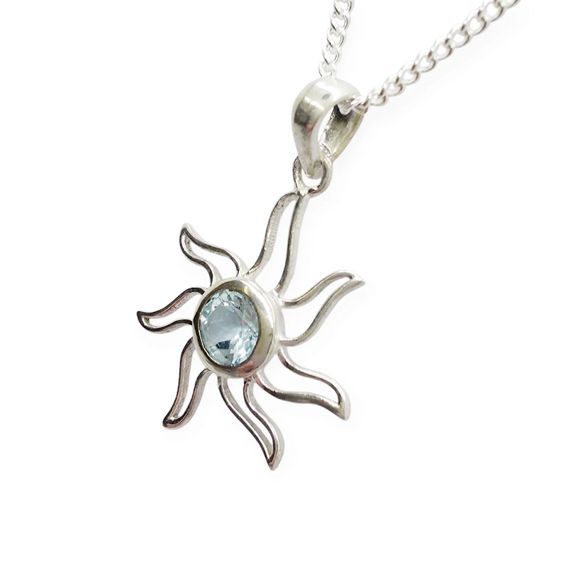 Blue Topaz Sun Pendant